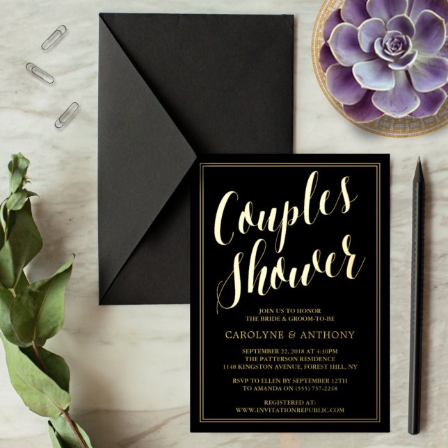 Modern Typography Wedding Couples Shower Real Foil Invitation (Creator Uploaded)