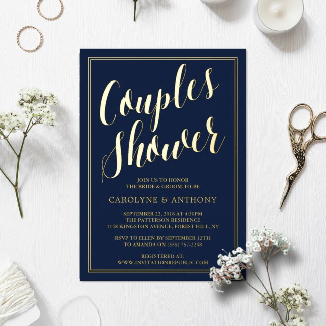 Modern Typography Wedding Couples Shower Real Foil Invitation (Creator Uploaded)