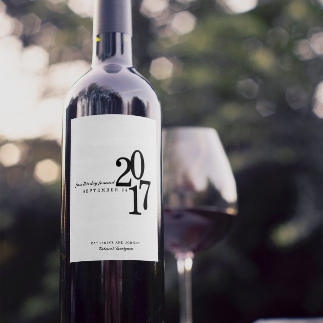 Modern Typography Wedding Date Wine Label (Creator Uploaded)