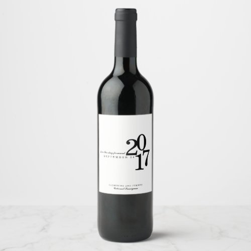 Modern Typography Wedding Date Wine Label