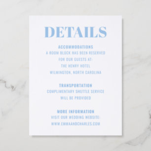 Modern Typography Wedding Details Letterpress Enclosure Card