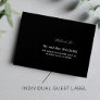 Modern typography wedding guest address black sticker