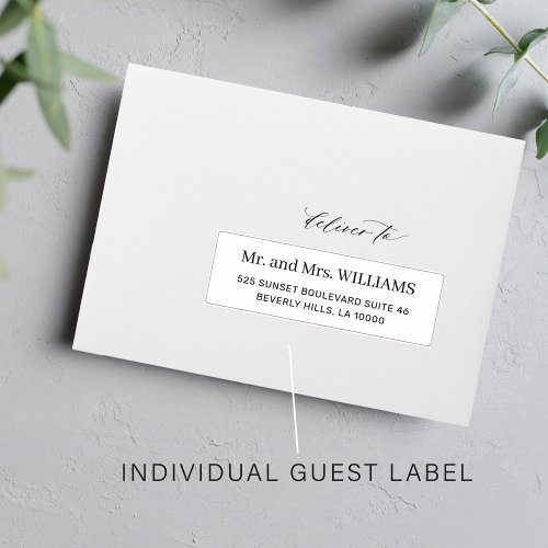 Modern typography wedding guest address white sticker