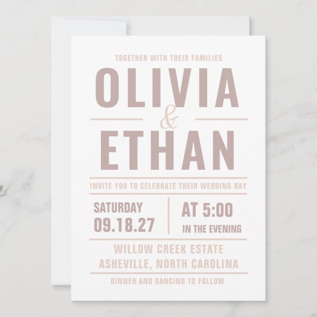 Modern Typography Wedding Invitation (Front)