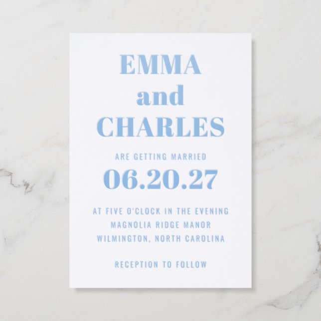 Modern Typography Wedding Letterpress Invitation (Front)