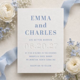 Modern Typography Wedding Letterpress Invitation