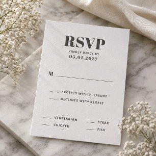 Modern Typography Wedding Letterpress RSVP Cards