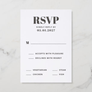 Modern Typography Wedding Letterpress RSVP Cards