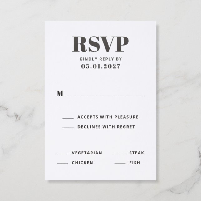 Modern Typography Wedding Letterpress RSVP Cards (Front)