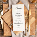 Modern typography wedding menu card<br><div class="desc">Simple and modern: a minimalist black and white typography,  ideal for a trendy couple. Don't like the black and white? You can easily customize your item and change the text color.</div>