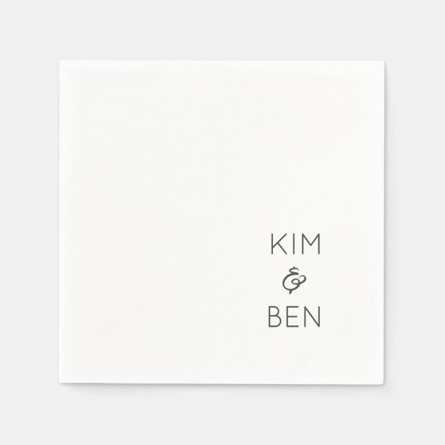 Modern Typography Wedding NAMES Black White Chic Napkins (Front)