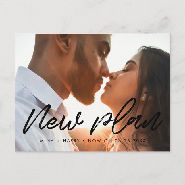 Modern typography Wedding new plan Postcard (Front)