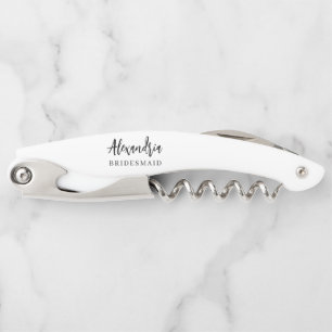 Modern Typography Wedding Party Gift Personalized Waiter's Corkscrew