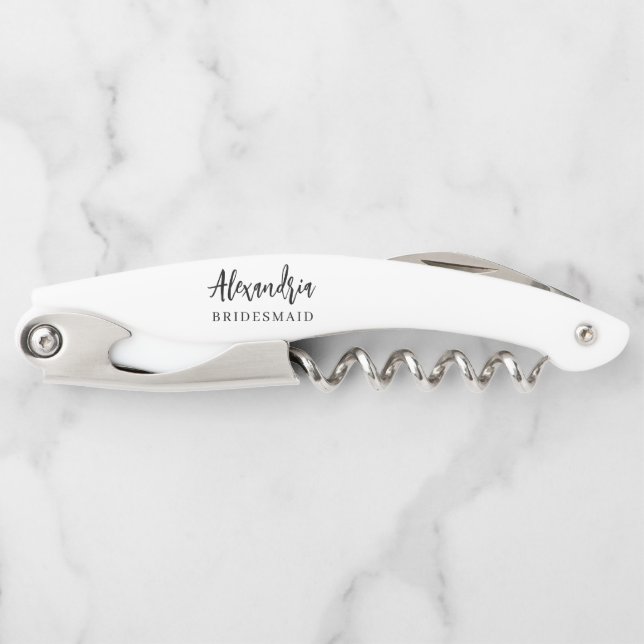 Modern Typography Wedding Party Gift Personalized Waiter's Corkscrew (Front)