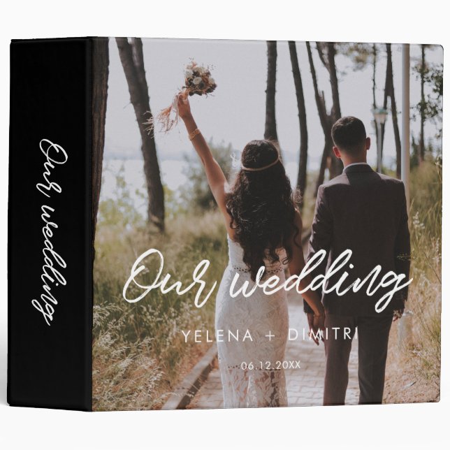 Modern typography wedding photo album binder (Front/Spine)