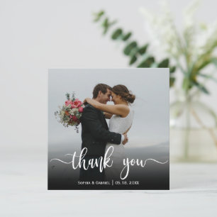 Modern Typography Wedding Photo Thank You Card