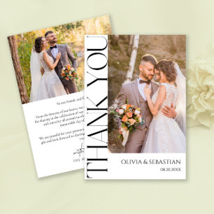 Modern Typography Wedding Photo Thank You Card