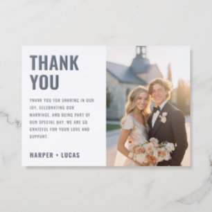 Modern Typography Wedding Photo Thank You Letterpress Photo Cards