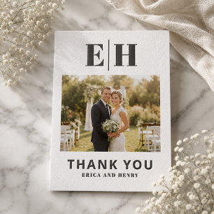 Modern Typography Wedding Photo Thank You Letterpress Photo Cards
