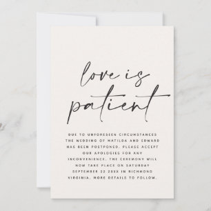 Modern typography wedding postponed save the date