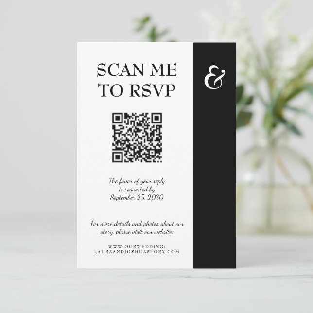 Modern typography wedding QR CODE RSVP Card (Standing Front)