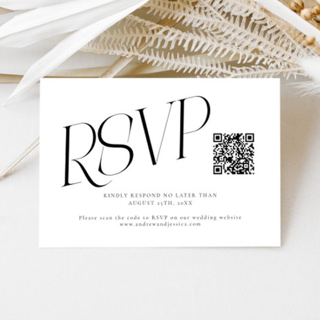 Modern Typography Wedding QR Code RSVP Card (Creator Uploaded)