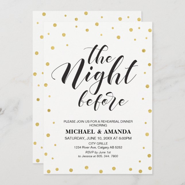 Modern Typography Wedding Rehearsal Dinner Card (Front/Back)