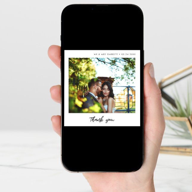 Modern typography wedding square Thank You card (Front Digital)