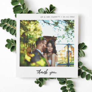 Modern typography wedding square Thank You card