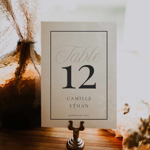 Modern Typography Wedding Table Number