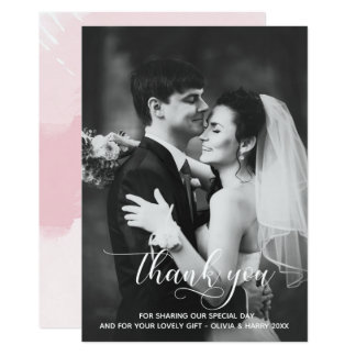 Modern Typography Wedding Thank You Photo Card