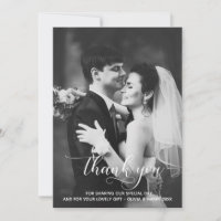 Modern Typography Wedding Thank You Photo Card