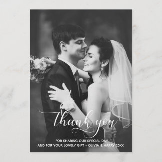 Modern Typography Wedding Thank You Photo Card