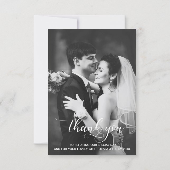 Modern Typography Wedding Thank You Photo Card (Front)