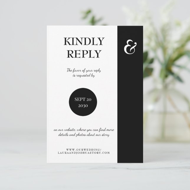 Modern typography wedding website online RSVP card (Standing Front)