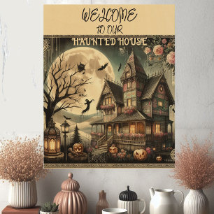 Modern Typography Welcome To Our Haunted House Wood Wall Art