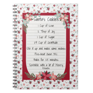 Modern Typography Whimsey Recipe Christmas Red Notebook