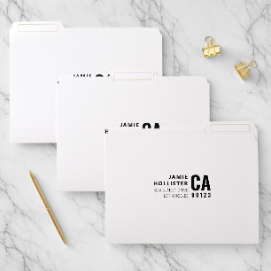 Modern Typography White & Black Name & Address File Folder