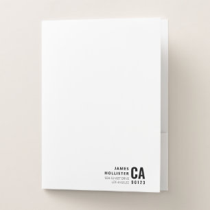 Modern Typography White & Black Name & Address Pocket Folder