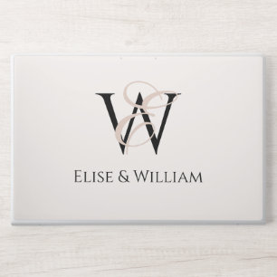 Modern typography white black personalized name HP laptop skin