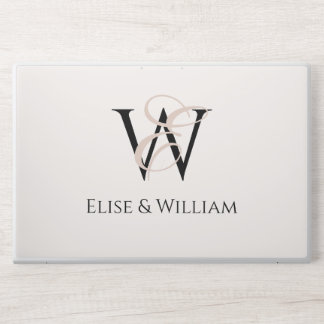 Modern typography white black personalized name HP laptop skin