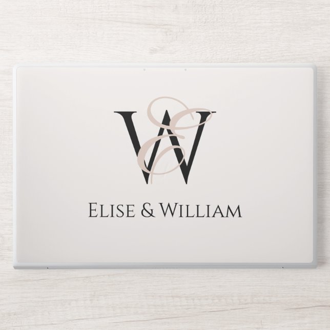 Modern typography white black personalized name HP laptop skin (Front)