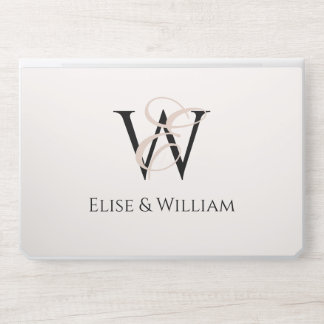Modern typography white black personalized name HP laptop skin