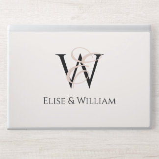 Modern typography white black personalized name HP laptop skin