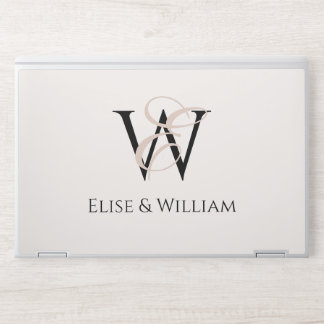 Modern typography white black personalized name HP laptop skin