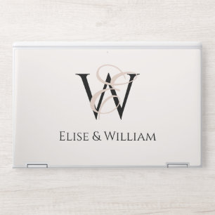 Modern typography white black personalized name HP laptop skin
