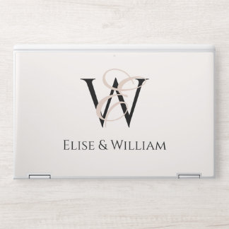 Modern typography white black personalized name HP laptop skin