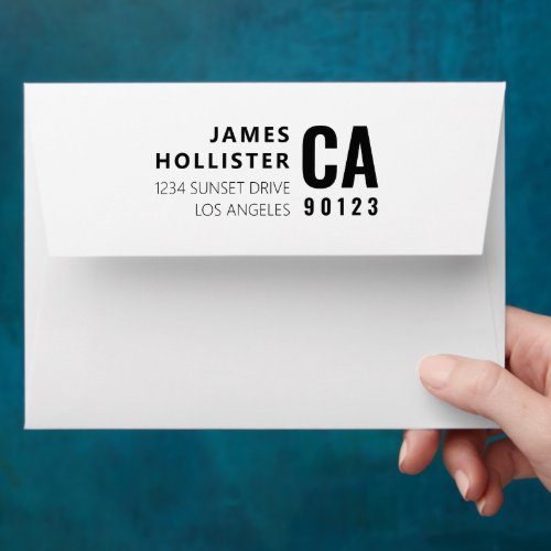 Modern Typography White & Black Return Address Envelope