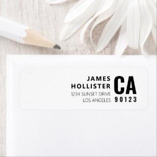 Modern Typography White & Black Return Address Label