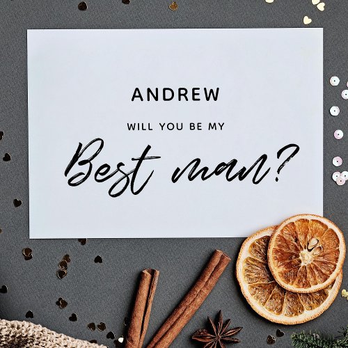 Modern typography will you be my best man card